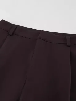 Ensemble blazer péplum marron foncé pour femme - Pantalon large à taille plissée et coupe slim - Tenue de bureau printemps 2026