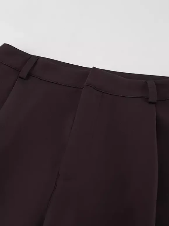 Ensemble blazer péplum marron foncé pour femme - Pantalon large à taille plissée et coupe slim - Tenue de bureau printemps 2026