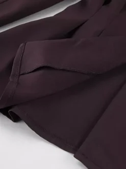 Ensemble blazer péplum marron foncé pour femme - Pantalon large à taille plissée et coupe slim - Tenue de bureau printemps 2026