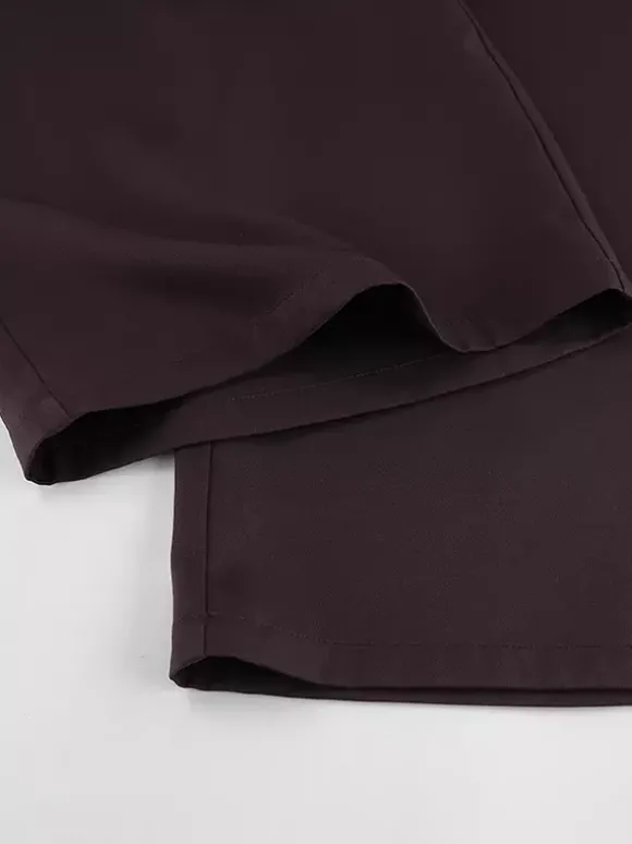 Ensemble blazer péplum marron foncé pour femme - Pantalon large à taille plissée et coupe slim - Tenue de bureau printemps 2026