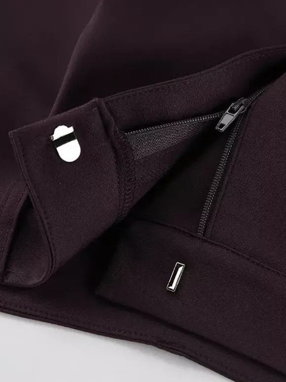 Ensemble blazer péplum marron foncé pour femme - Pantalon large à taille plissée et coupe slim - Tenue de bureau printemps 2026