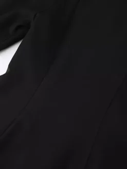 Ensemble coordonné sophistiqué style français pour femme - Haut à manches bouffantes et col cranté pantalon noir à jambes larges - Tenue de travail été 2026