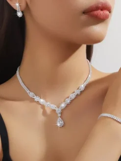 Ensemble de bijoux de mariage à la mode diamant en métal Chic