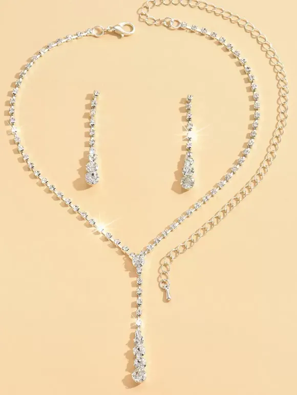 Ensemble de bijoux de mariage pour mariée joli métal zircone cubique