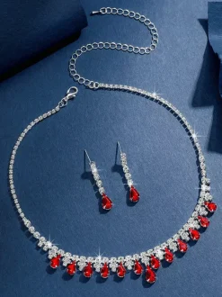 Ensemble de bijoux de mariage tendance avec superbe diamant en métal