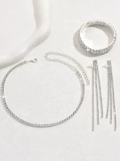 Ensemble de bijoux pour mariage magnifique zircone cubique en métal percé