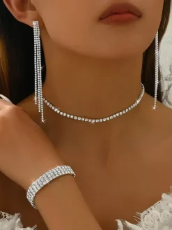 Ensemble de bijoux pour mariage magnifique zircone cubique en métal percé
