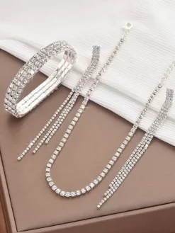 Ensemble de bijoux pour mariage magnifique zircone cubique en métal percé
