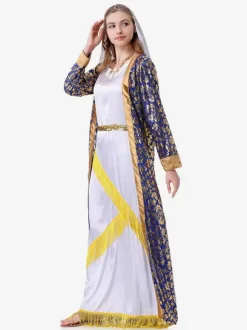 Ensemble de costumes de vacances à imprimé floral pour femmes bleues rétro pardessus couvre-chef