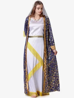 Ensemble de costumes de vacances à imprimé floral pour femmes bleues rétro pardessus couvre-chef
