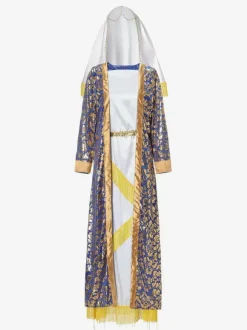 Ensemble de costumes de vacances à imprimé floral pour femmes bleues rétro pardessus couvre-chef