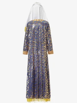 Ensemble de costumes de vacances à imprimé floral pour femmes bleues rétro pardessus couvre-chef
