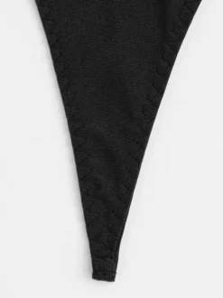 Ensemble de lingerie 3 pièces noir : soutien-gorge sans bonnets culotte et porte-jarretelles