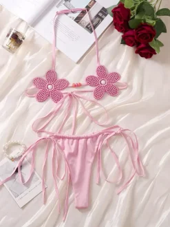 Ensemble de lingerie sexy 2 pièces soutien-gorge et culotte pour adulte orange