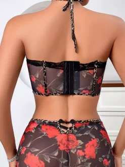 Ensemble de lingerie sexy 2 pièces soutien-gorge et culotte pour adulte noir