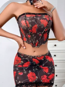 Ensemble de lingerie sexy 2 pièces soutien-gorge et culotte pour adulte noir