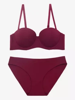 Ensemble de lingerie : soutien-gorge demi-bonnet sans coutures à armatures et culotte taille mi-haute