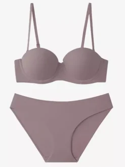 Ensemble de lingerie : soutien-gorge demi-bonnet sans coutures à armatures et culotte taille mi-haute