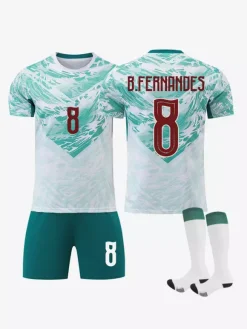 Ensemble de 3 maillots extérieurs de l'équipe nationale 2026 : Ronaldo n° 7 et B. Fernandes n° 8