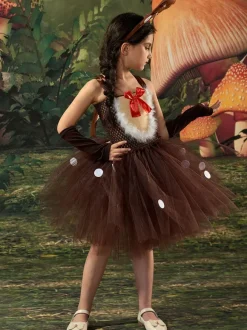 Ensemble De Noël Café Marron Couvre-Chef Gants Robe Déguisement Enfant
