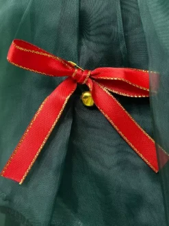 Ensemble de Noël Robe Vert Foncé Accessoire Chapeau Costumes de Vacances de Noël
