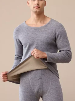 Ensemble de 2 sous-vêtements thermiques chauffants en polaire à col rond pour hommes et couples