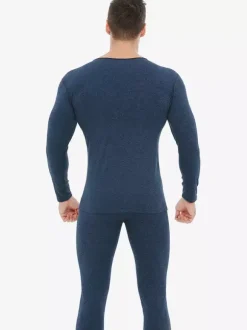 Ensemble de sous-vêtements unisexe doublé polaire coupe ajustée col en V haut et bas sans coutures.