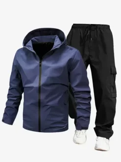 Ensemble De Sport À Capuche Pantalon Noir Football Entraînement Confortable