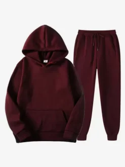 Ensemble De Sport À Capuche Pantalon Noir Football Entraînement Confortable