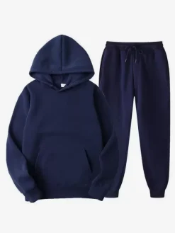 Ensemble De Sport À Capuche Pantalon Noir Football Entraînement Confortable