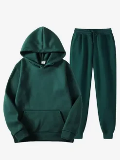 Ensemble De Sport À Capuche Pantalon Noir Football Entraînement Confortable