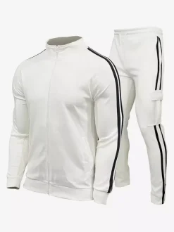 Ensemble De Sport Veste Pantalon Noir Football Entraînement Confortable