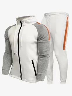 Ensemble De Sport Zipper Pantalon Noir Football Entraînement Confortable