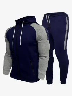 Ensemble De Sport Zipper Pantalon Noir Football Entraînement Confortable
