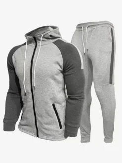 Ensemble De Sport Zipper Pantalon Noir Football Entraînement Confortable