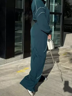 Ensemble de survêtement court zippé à bordure passepoilée et jambes larges pour femmes 2026