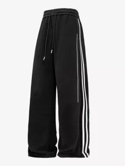 Ensemble de survêtement 2 pièces pour homme col montant manches longues sweat-shirt rayé et pantalon