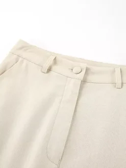 Ensemble deux pièces abricot décontracté quotidien : haut sans manches à col V et pantalon