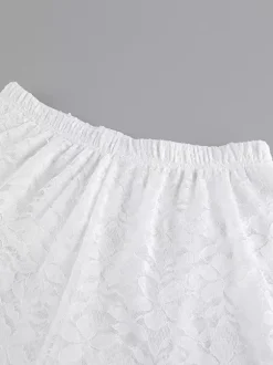 Ensemble deux pièces blanc chic décontracté au quotidien bretelles en dentelle pantalon sans manches