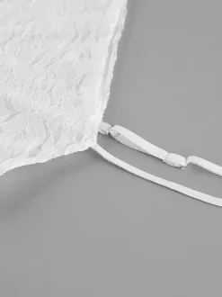 Ensemble deux pièces blanc chic décontracté au quotidien bretelles en dentelle pantalon sans manches