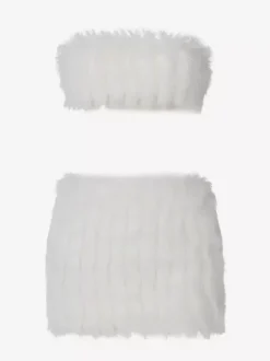 Ensemble deux pièces blanc chic style villégiature en polyester jupe bustier sans manches