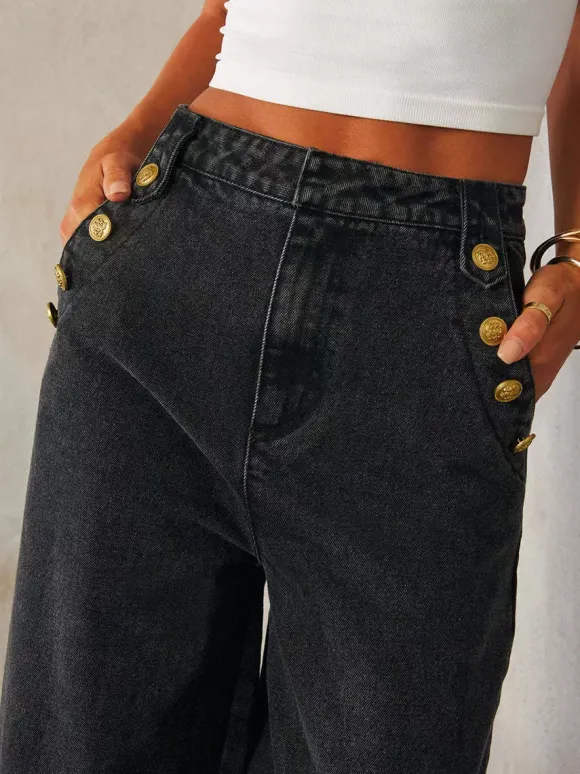 Ensemble deux pièces en denim gilet boutonné et jean droit tenue d'été pour femme 2026