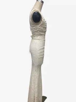 Ensemble deux pièces en dentelle : crop top à col carré et jupe longue sirène pour femme (collection 2026)