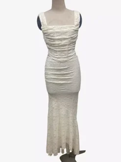 Ensemble deux pièces en dentelle : crop top à col carré et jupe longue sirène pour femme (collection 2026)