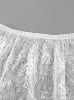 Ensemble deux pièces femme : haut bustier et jupe longue en dentelle - Coupe élégante et ajustée - Dentelle florale - Tenue de soirée estivale 2026