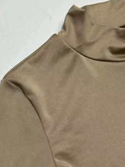 Ensemble deux pièces gris décontracté pour soirée col montant manches longues et pantalon