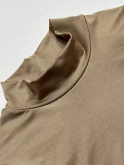 Ensemble deux pièces gris décontracté pour soirée col montant manches longues et pantalon