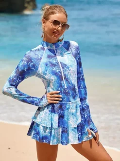 Ensemble deux pièces à jupe et manches longues anti-UV
