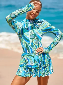 Ensemble deux pièces à jupe et manches longues anti-UV