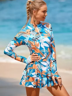 Ensemble deux pièces à jupe et manches longues anti-UV